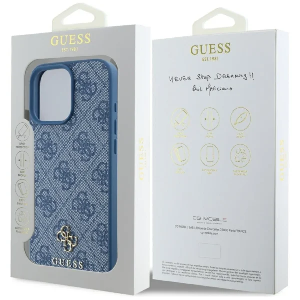 Guess HC PU 4G Small 4G and Classic Case for iPhone 16 Pro MagSafe - Blueeng