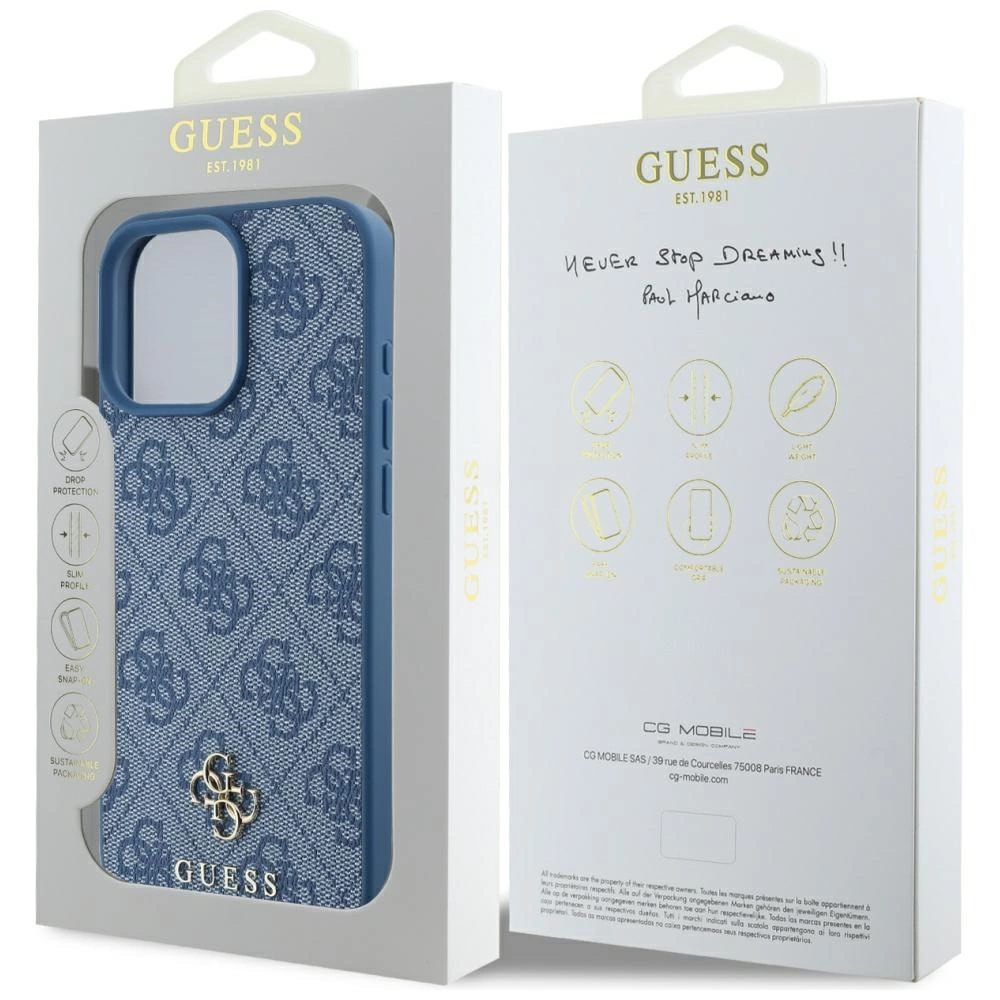 Guess HC PU 4G Small 4G and Classic Case for iPhone 16 Pro MagSafe - Blueeng