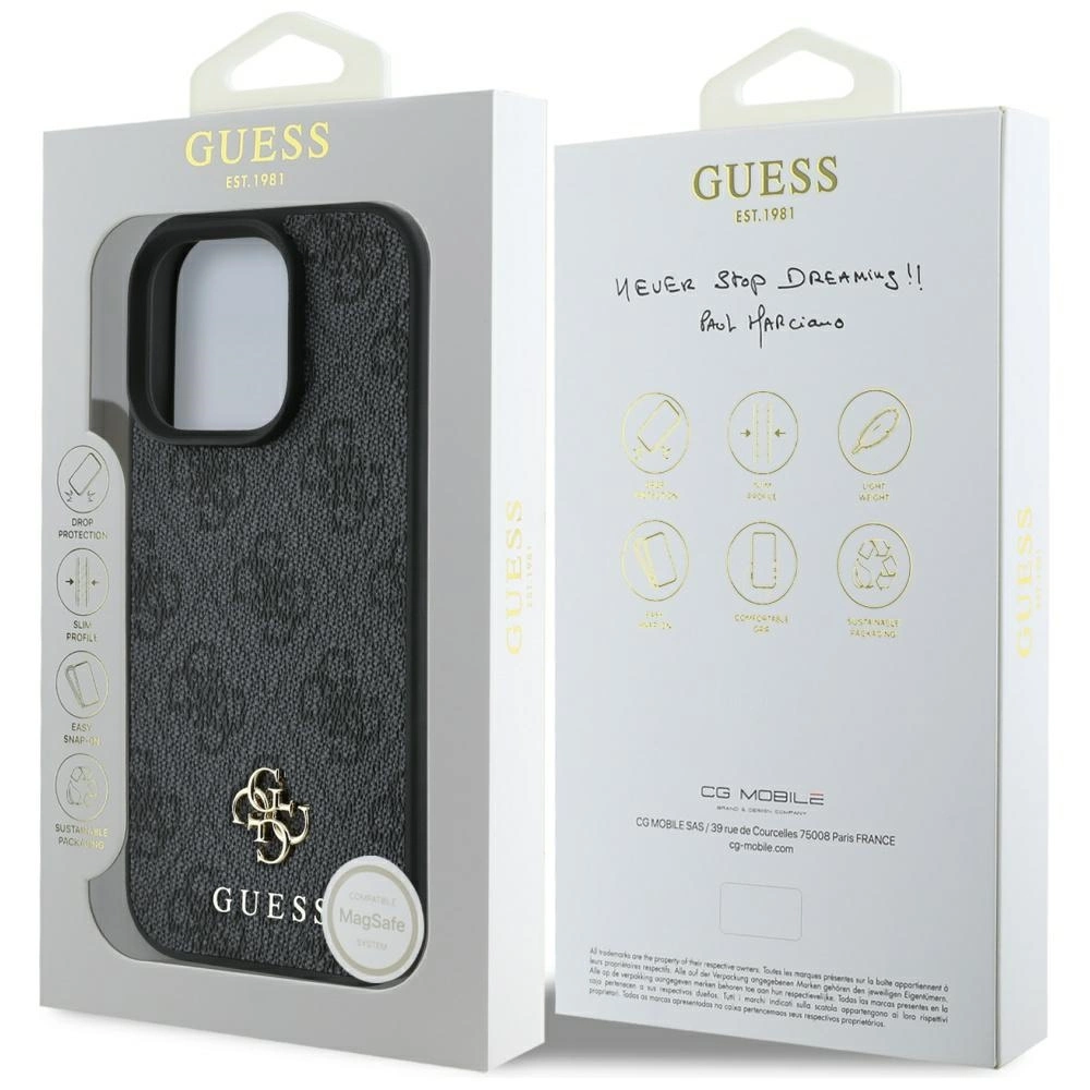 Guess HC PU 4G Small 4G and Classic Case for iPhone 16 Pro Max MagSafe - Blackeng