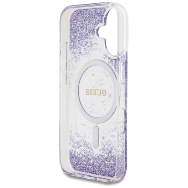 Guess HC Resin Bottom Glitter MagSafe case for iPhone 16 - purpleeng