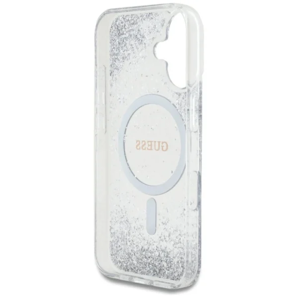 Guess HC Resin Bottom Glitter MagSafe case for iPhone 16 - silvereng