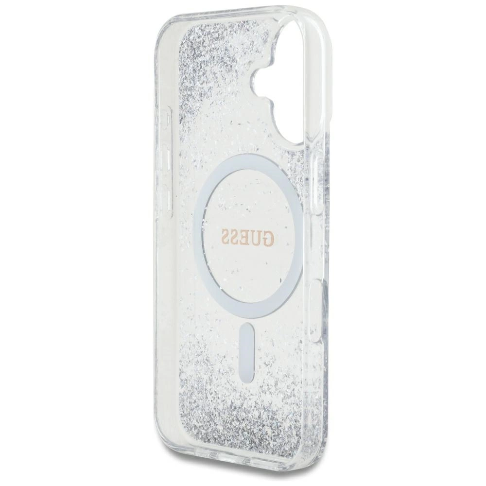 Guess HC Resin Bottom Glitter MagSafe case for iPhone 16 - silvereng