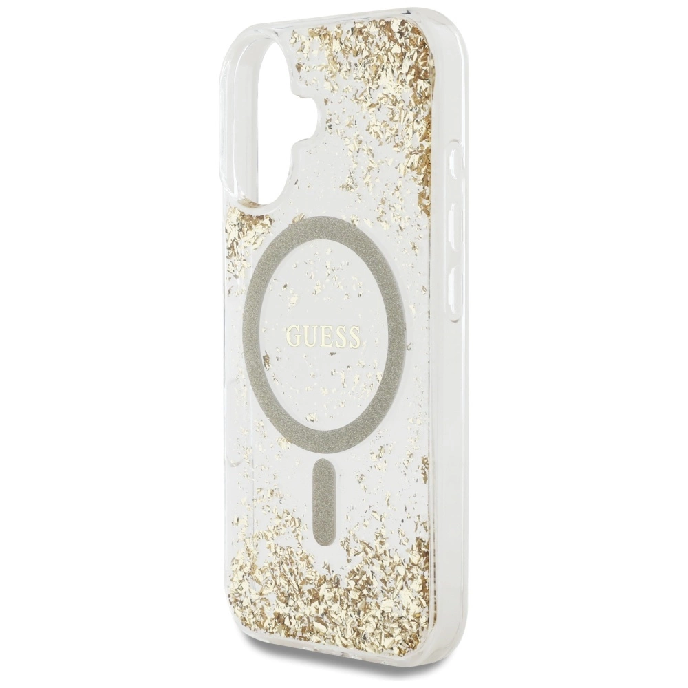 Guess HC Resin Bottom Glitter MagSafe case for iPhone 16 - goldeng