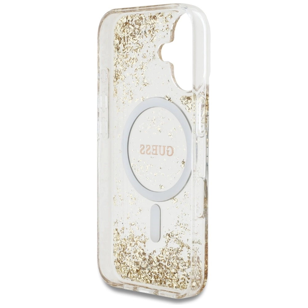 Guess HC Resin Bottom Glitter MagSafe case for iPhone 16 - goldeng