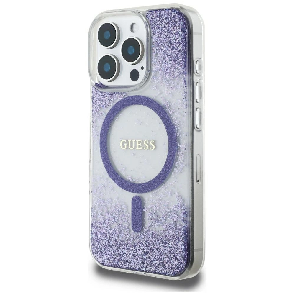 Guess HC Resin Bottom Glitter MagSafe case for iPhone 16 Pro - purpleeng