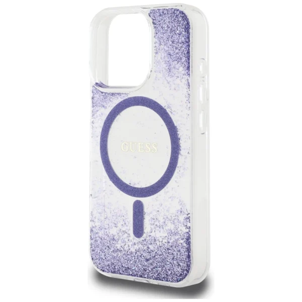 Guess HC Resin Bottom Glitter MagSafe case for iPhone 16 Pro - purpleeng