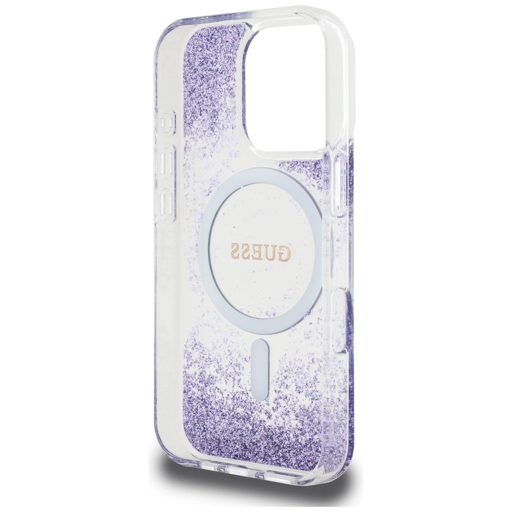 Guess HC Resin Bottom Glitter MagSafe case for iPhone 16 Pro - purpleeng