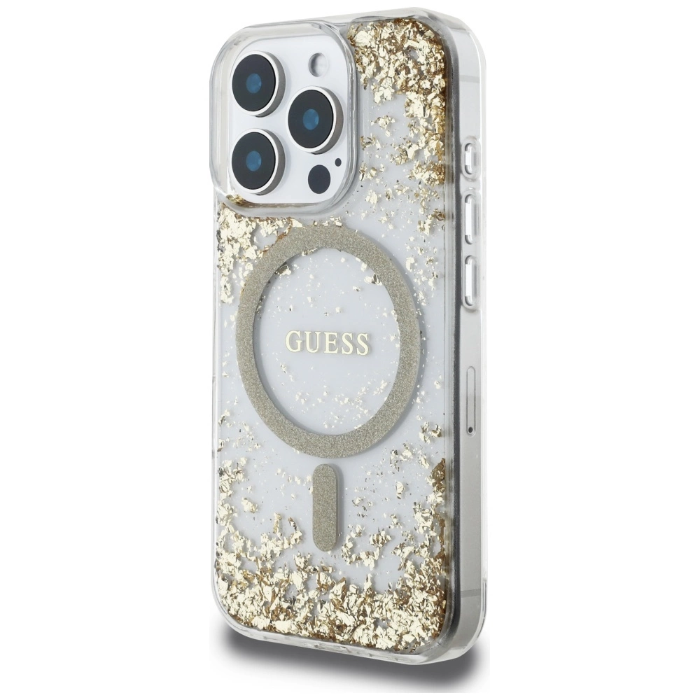 Guess HC Resin Bottom Glitter MagSafe case for iPhone 16 Pro - goldeng