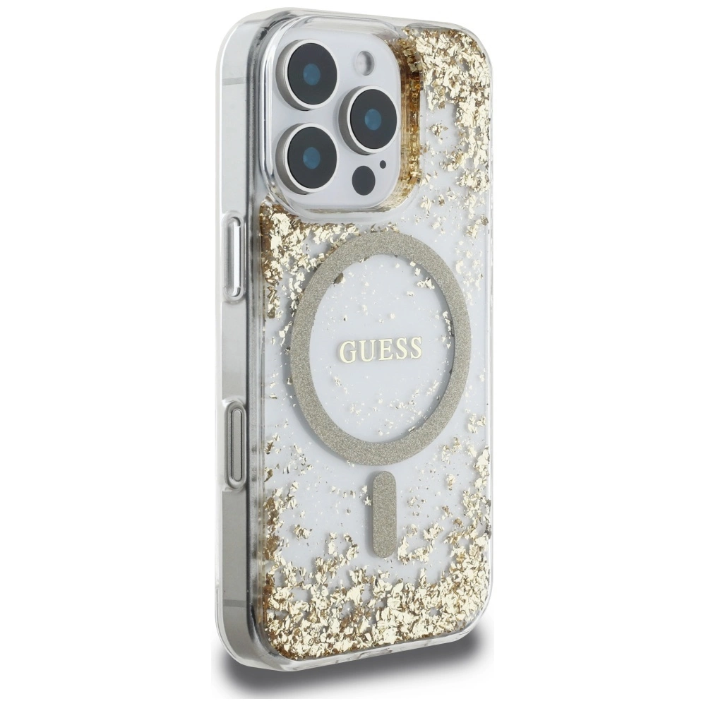 Guess HC Resin Bottom Glitter MagSafe case for iPhone 16 Pro - goldeng