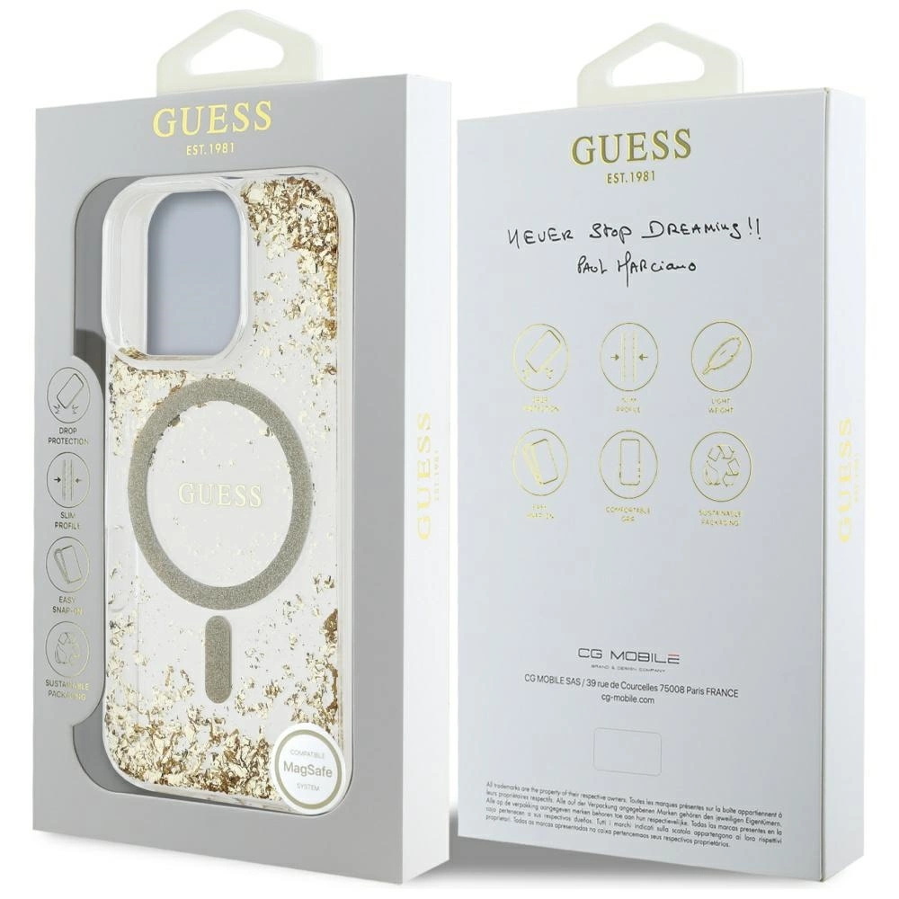 Guess HC Resin Bottom Glitter MagSafe case for iPhone 16 Pro - goldeng