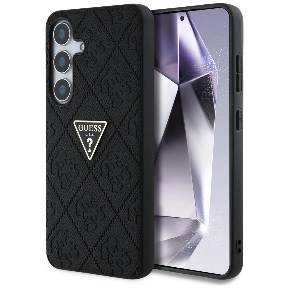 Guess Hot Stamp 4G Pattern Triangle Metal Logo case for Samsung Galaxy S25 - blackeng