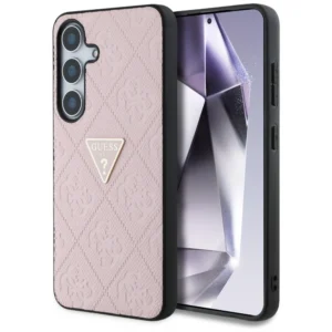 Guess Hot Stamp 4G Pattern Triangle Metal Logo Case for Samsung Galaxy S25 - Pinkeng