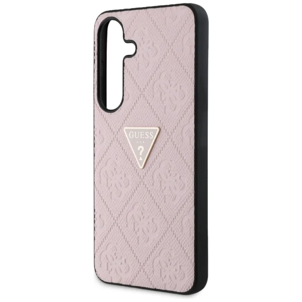 Guess Hot Stamp 4G Pattern Triangle Metal Logo Case for Samsung Galaxy S25 - Pinkeng