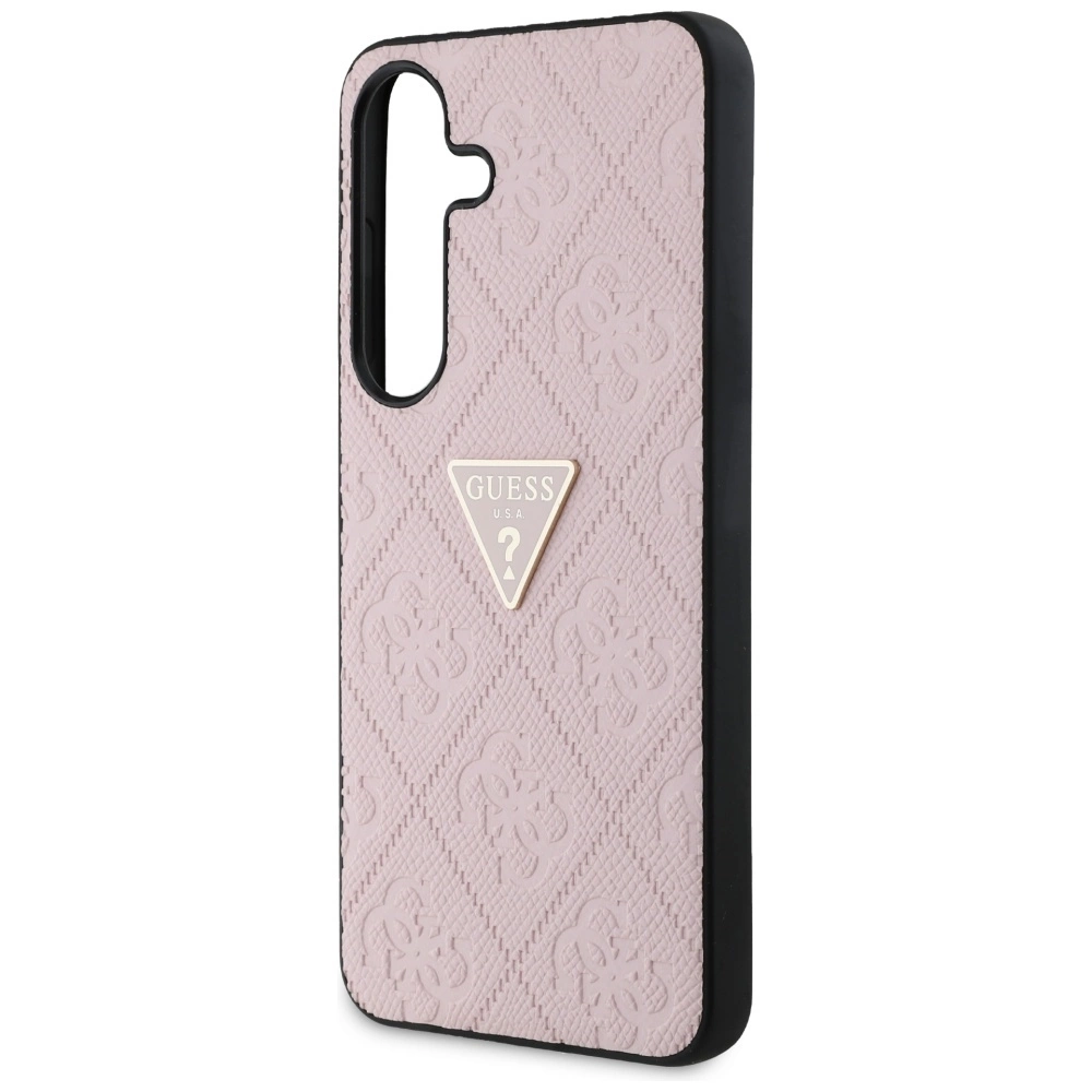 Guess Hot Stamp 4G Pattern Triangle Metal Logo Case for Samsung Galaxy S25 - Pinkeng