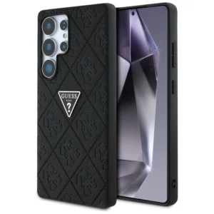 Guess Hot Stamp 4G Pattern Triangle Metal Logo Case for Samsung Galaxy S25 Ultra - Blackeng