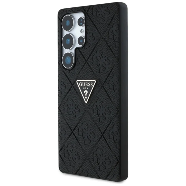 Guess Hot Stamp 4G Pattern Triangle Metal Logo Case for Samsung Galaxy S25 Ultra - Blackeng