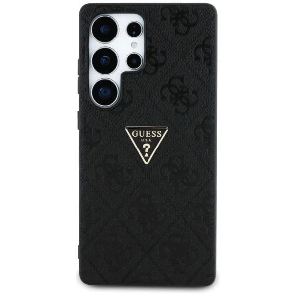 Guess Hot Stamp 4G Pattern Triangle Metal Logo Case for Samsung Galaxy S25 Ultra - Blackeng