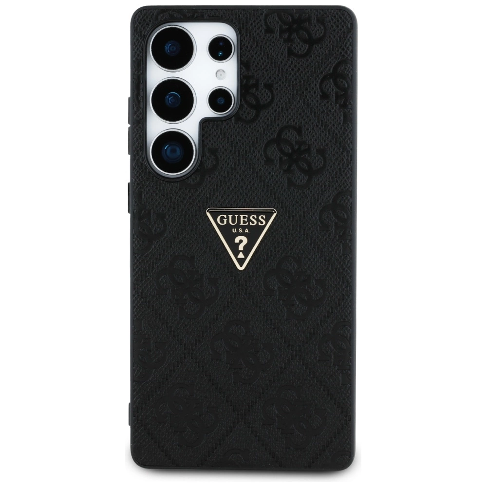 Guess Hot Stamp 4G Pattern Triangle Metal Logo Case for Samsung Galaxy S25 Ultra - Blackeng