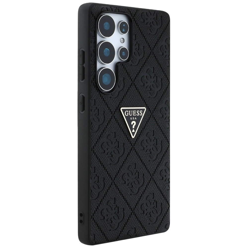 Guess Hot Stamp 4G Pattern Triangle Metal Logo Case for Samsung Galaxy S25 Ultra - Blackeng