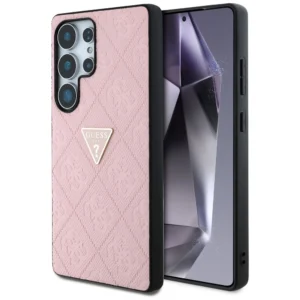 Guess Hot Stamp 4G Pattern Triangle Metal Logo Case for Samsung Galaxy S25 Ultra - Pinkeng