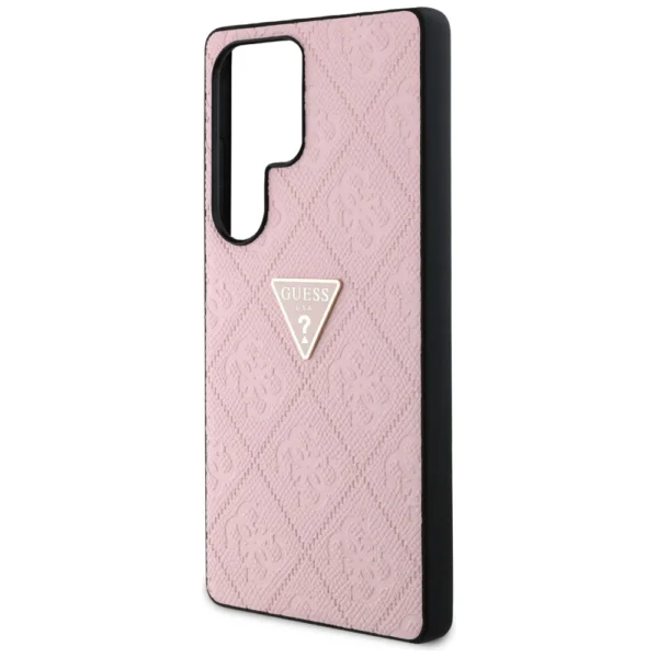 Guess Hot Stamp 4G Pattern Triangle Metal Logo Case for Samsung Galaxy S25 Ultra - Pinkeng