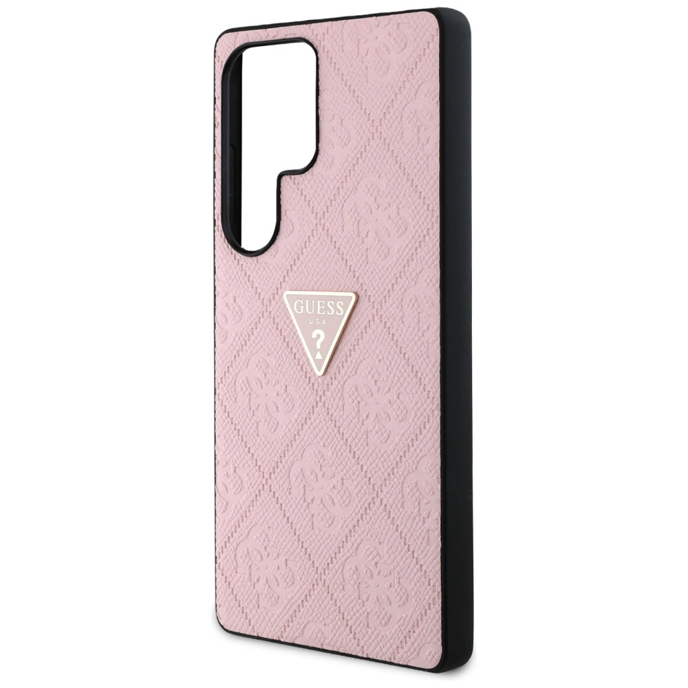Guess Hot Stamp 4G Pattern Triangle Metal Logo Case for Samsung Galaxy S25 Ultra - Pinkeng