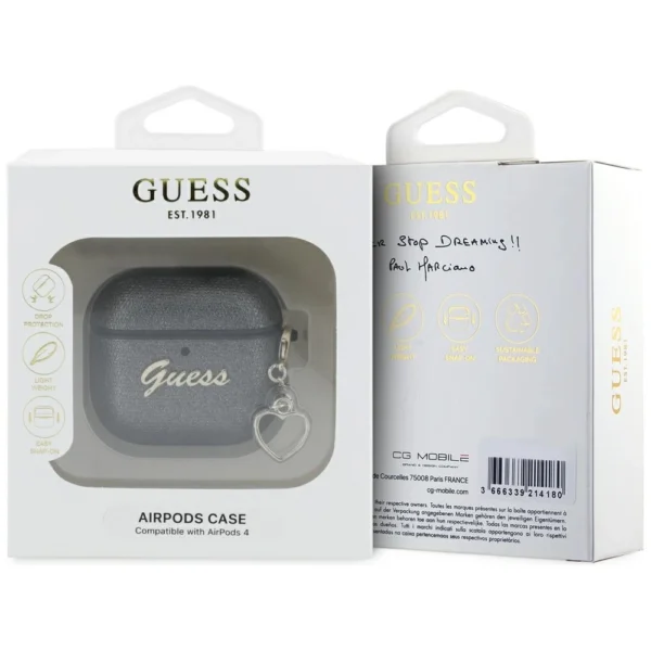 Guess Metallic Script Charm Case for AirPods 4 - Blackeng