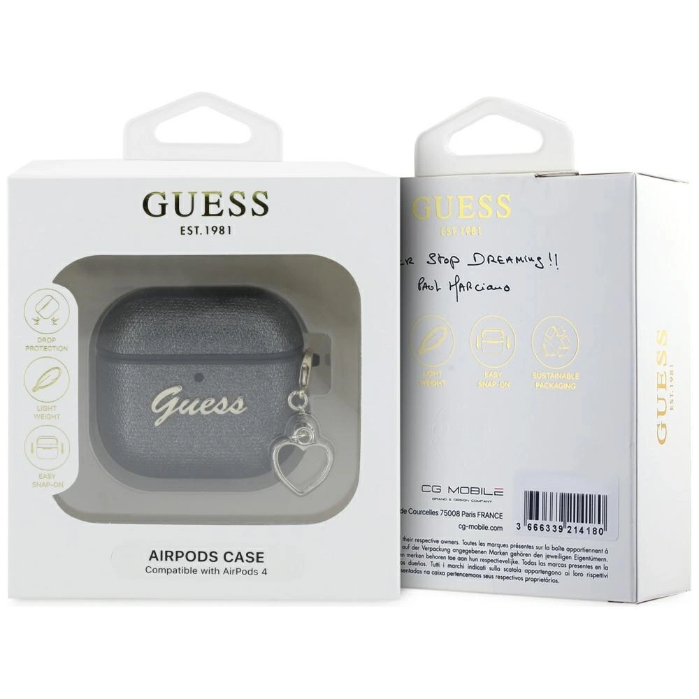 Guess Metallic Script Charm Case for AirPods 4 - Blackeng