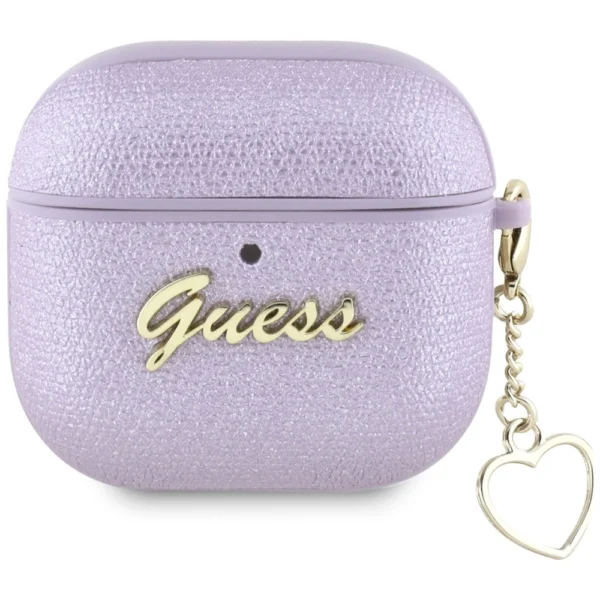 Guess Metallic Script Charm Case for AirPods 4 - Purpleeng