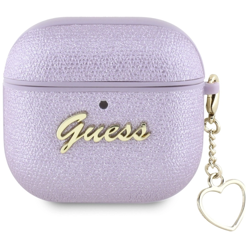 Guess Metallic Script Charm Case for AirPods 4 - Purpleeng