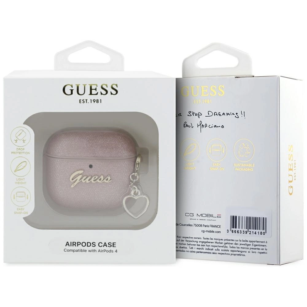 Guess Metallic Script Charm Case for AirPods 4 - Pinkeng