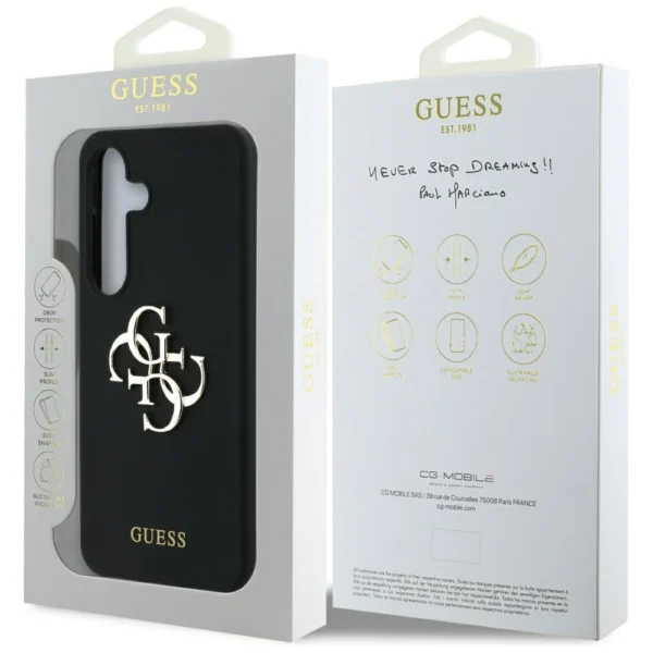 Guess Silicone Big 4G Logo Bottom Script case for Samsung Galaxy S25 - blackeng