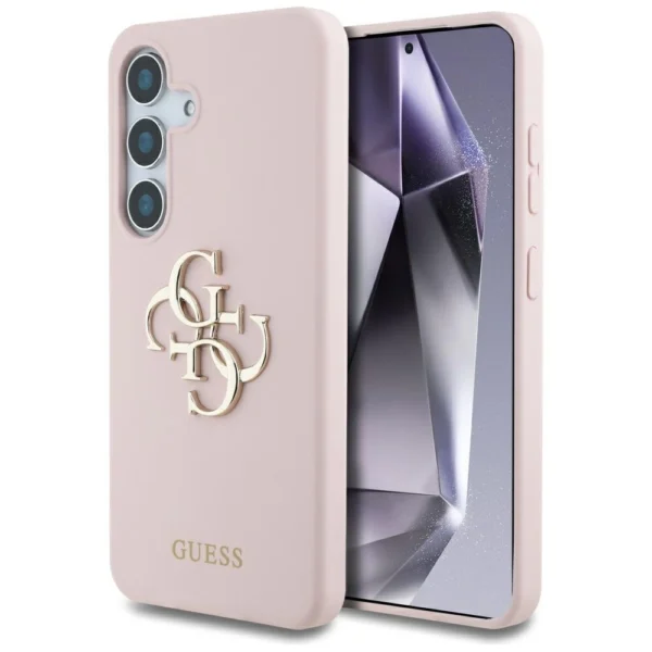 Guess Silicone Big 4G Logo Bottom Script Case for Samsung Galaxy S25 - Pinkeng