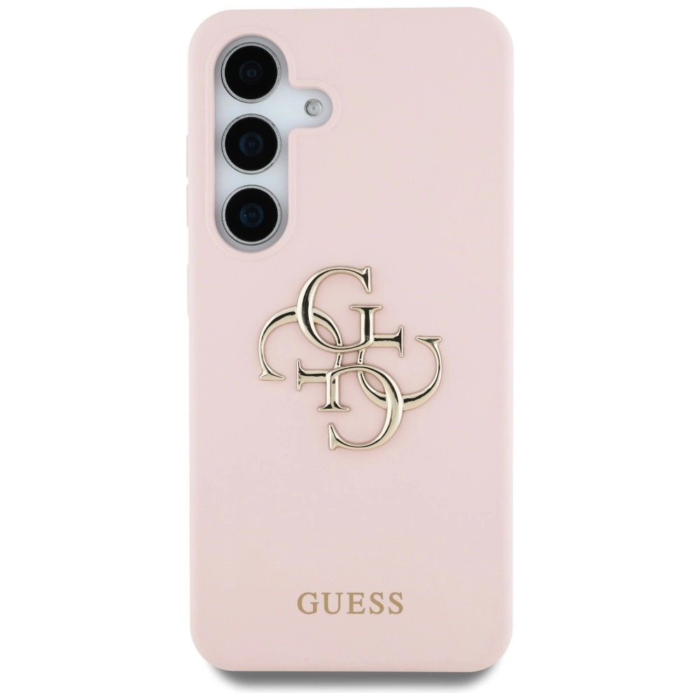 Guess Silicone Big 4G Logo Bottom Script Case for Samsung Galaxy S25 - Pinkeng