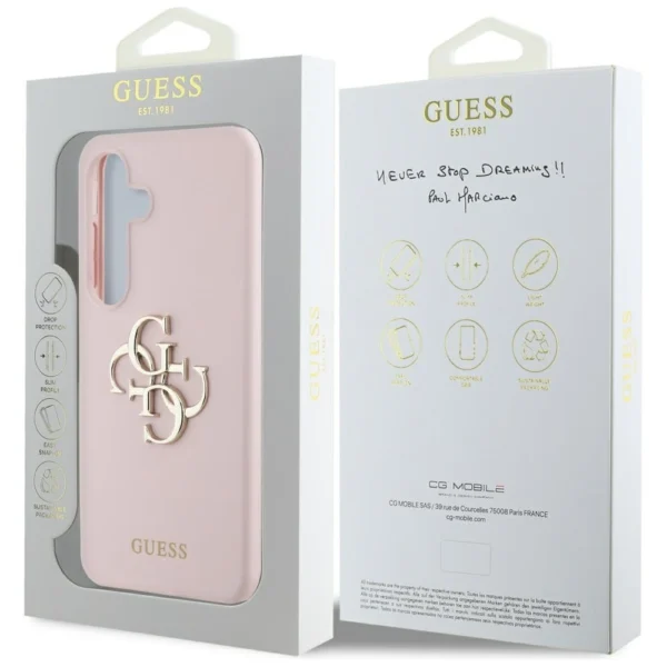 Guess Silicone Big 4G Logo Bottom Script Case for Samsung Galaxy S25 - Pinkeng