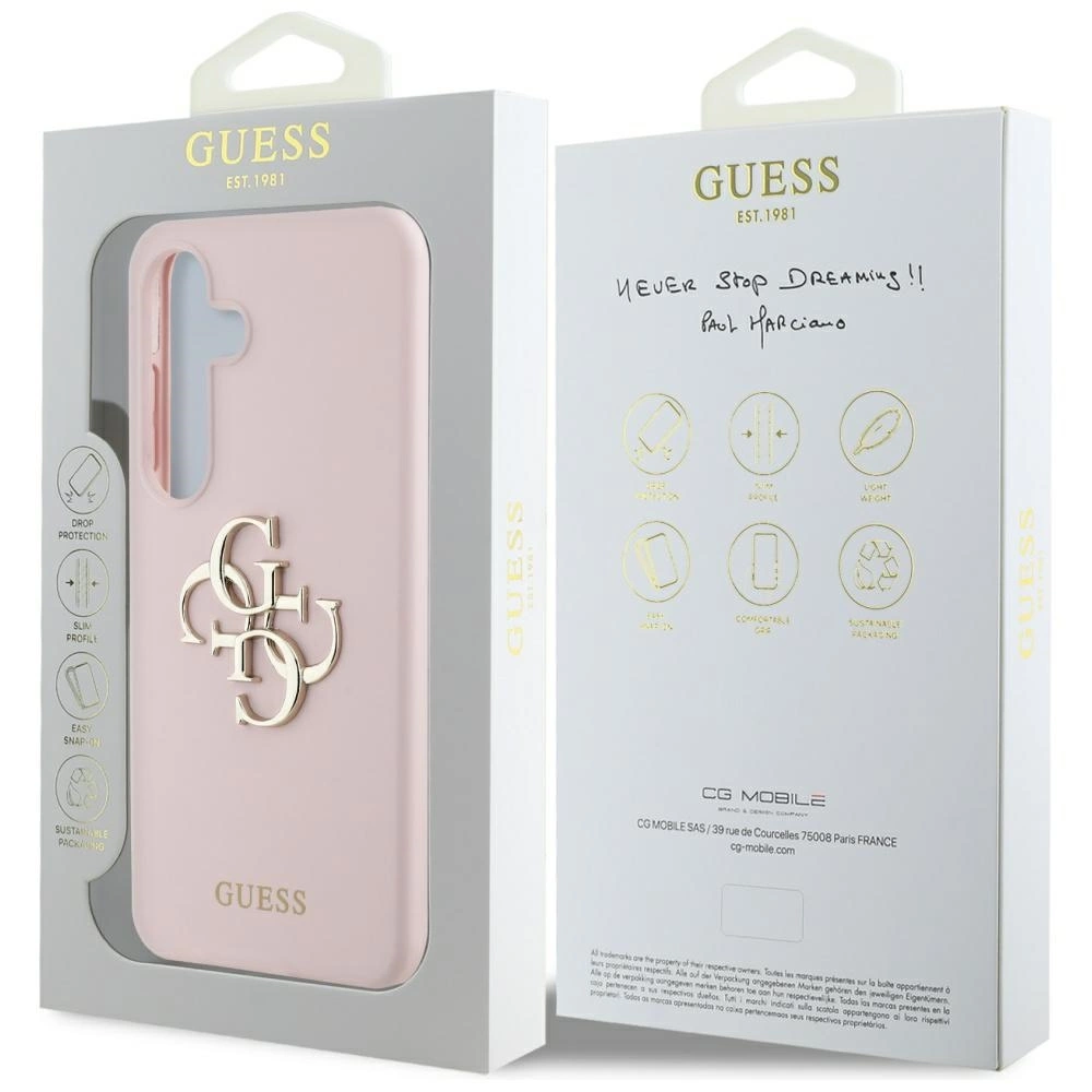 Guess Silicone Big 4G Logo Bottom Script Case for Samsung Galaxy S25 - Pinkeng