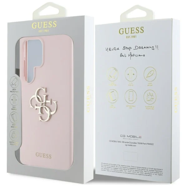 Guess Silicone Big 4G Logo Bottom Script Case for Samsung Galaxy S25 Ultra - Pinkeng