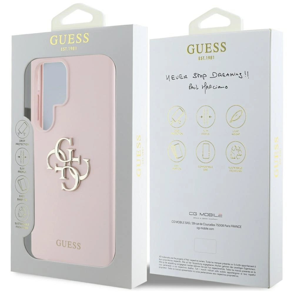Guess Silicone Big 4G Logo Bottom Script Case for Samsung Galaxy S25 Ultra - Pinkeng