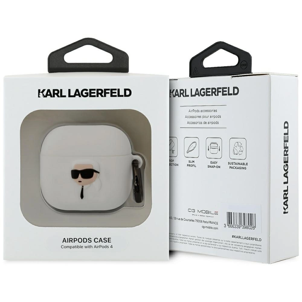 Karl Lagerfeld 3D Silicone NFT Case for AirPods 4 - Whiteeng