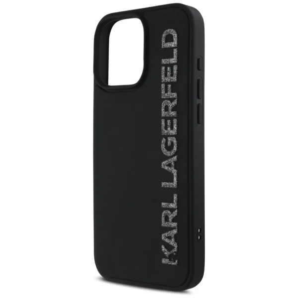 Karl Lagerfeld HC 3D Rubber Elongated Glitter iPhone 16 Pro Case - Blackeng