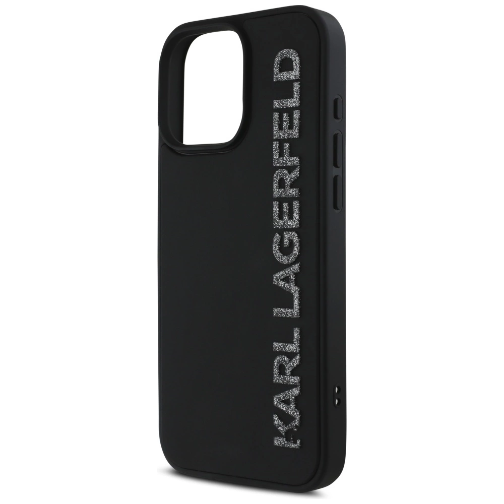 Karl Lagerfeld HC 3D Rubber Elongated Glitter iPhone 16 Pro Case - Blackeng