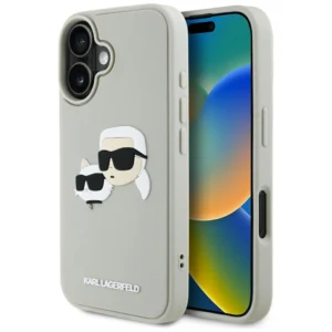 Karl Lagerfeld HC 3D Rubber Double Heads iPhone 16 Case - Beigeeng