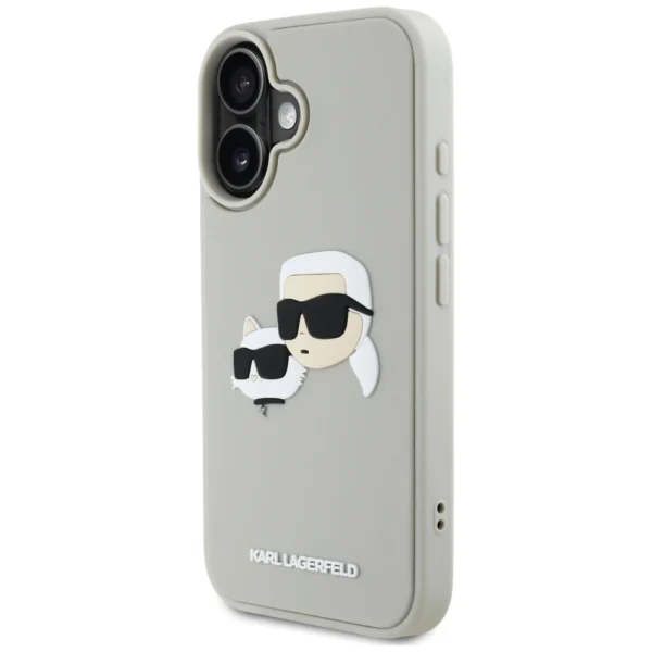 Karl Lagerfeld HC 3D Rubber Double Heads iPhone 16 Case - Beigeeng