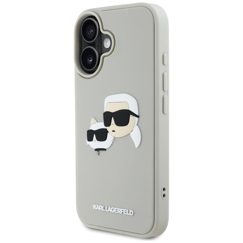 Karl Lagerfeld HC 3D Rubber Double Heads iPhone 16 Case - Beigeeng