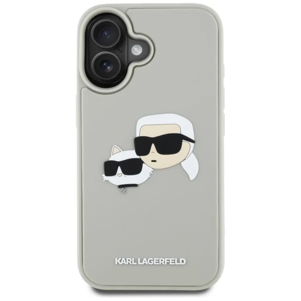 Karl Lagerfeld HC 3D Rubber Double Heads iPhone 16 Case - Beigeeng