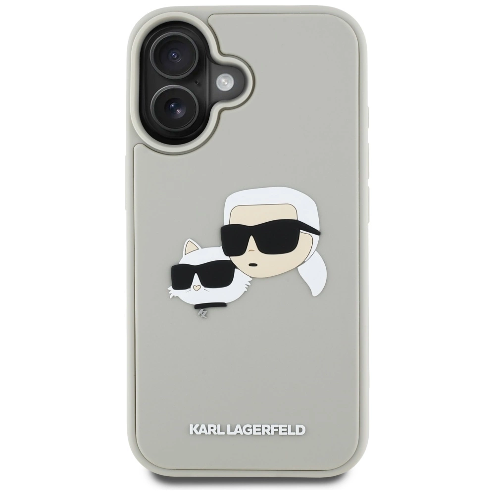 Karl Lagerfeld HC 3D Rubber Double Heads iPhone 16 Case - Beigeeng
