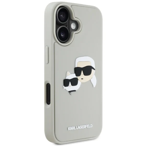 Karl Lagerfeld HC 3D Rubber Double Heads iPhone 16 Case - Beigeeng