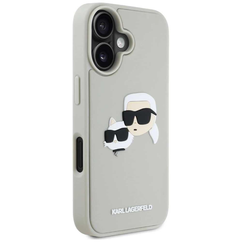Karl Lagerfeld HC 3D Rubber Double Heads iPhone 16 Case - Beigeeng