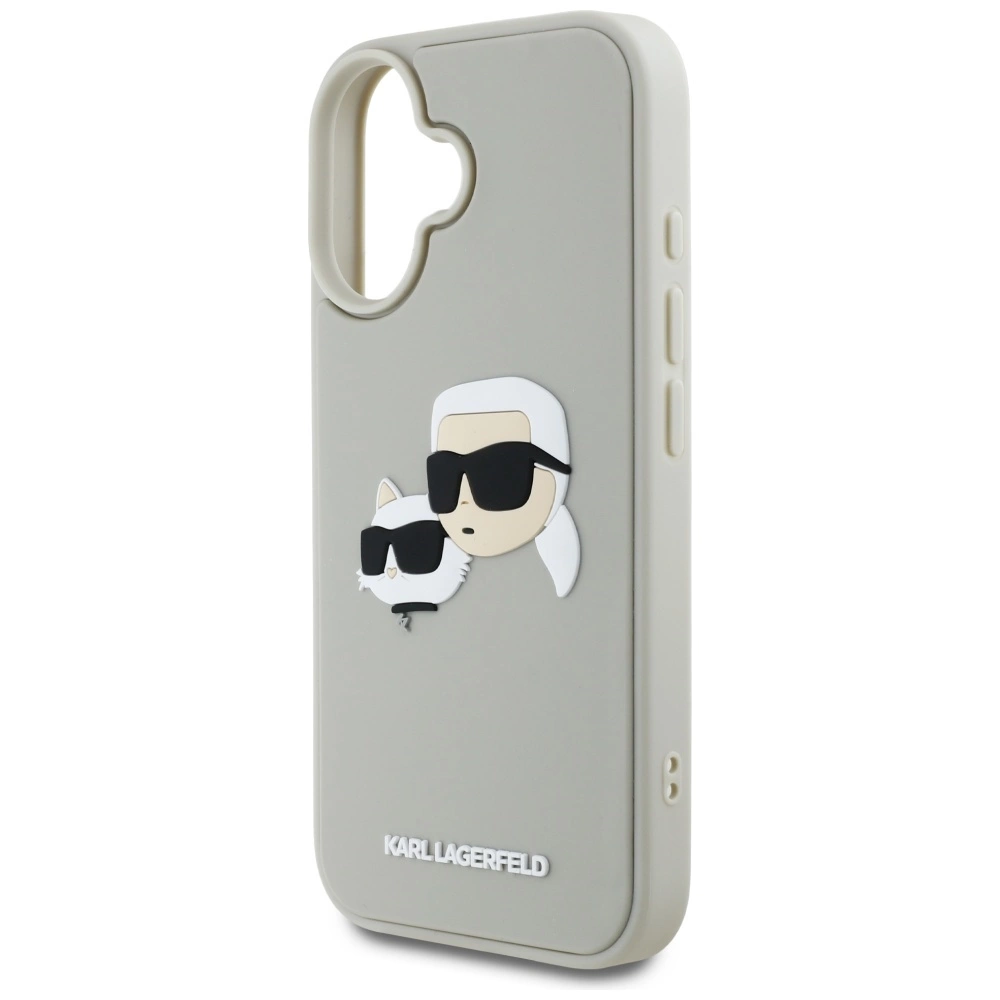 Karl Lagerfeld HC 3D Rubber Double Heads iPhone 16 Case - Beigeeng