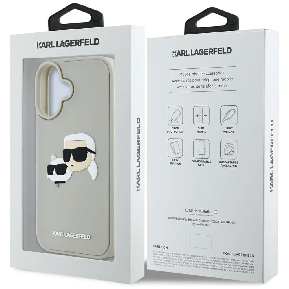 Karl Lagerfeld HC 3D Rubber Double Heads iPhone 16 Case - Beigeeng